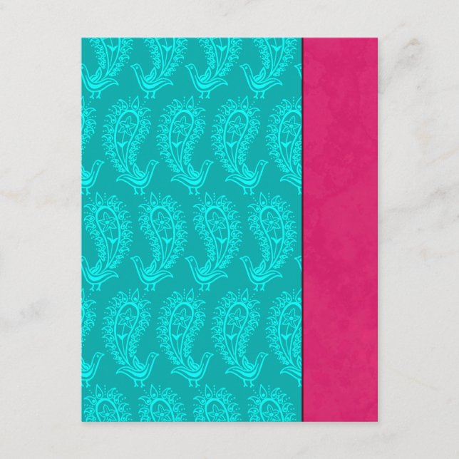 Aqua Paisley Peacocks Indian Bröllop OSA (Framsida)