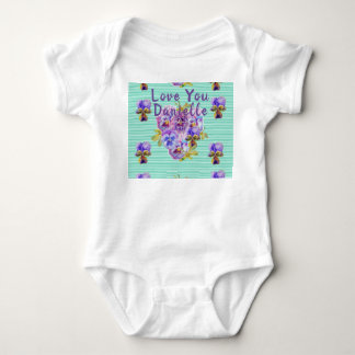 Aqua Pansy Kärlek You Spädbarn One-Biet Bodykosten T Shirt