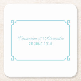 Aqua Paradise Deco Chic Bröllop Underlägg Papper Kvadrat