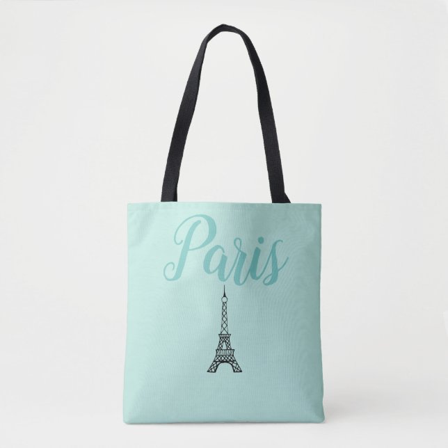 Aqua Paris Eiffel Torn Tote Bag Tygkasse (Framsida)