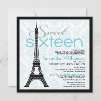 Aqua Paris Sweet 16 inbjudningar