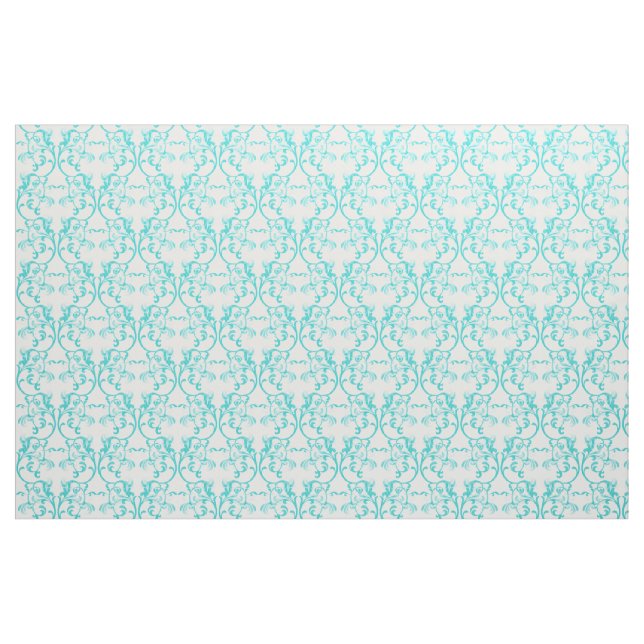 Aqua Parisian Damask Pattern Fabric Tyg (Fat Quarter)