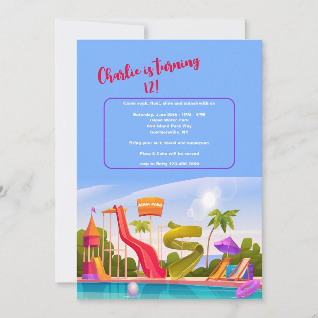 Aqua Park Inbjudningar (Framsida)