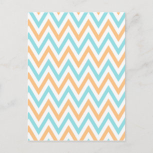 Aqua-peach, Chevron Zigzag Vykort