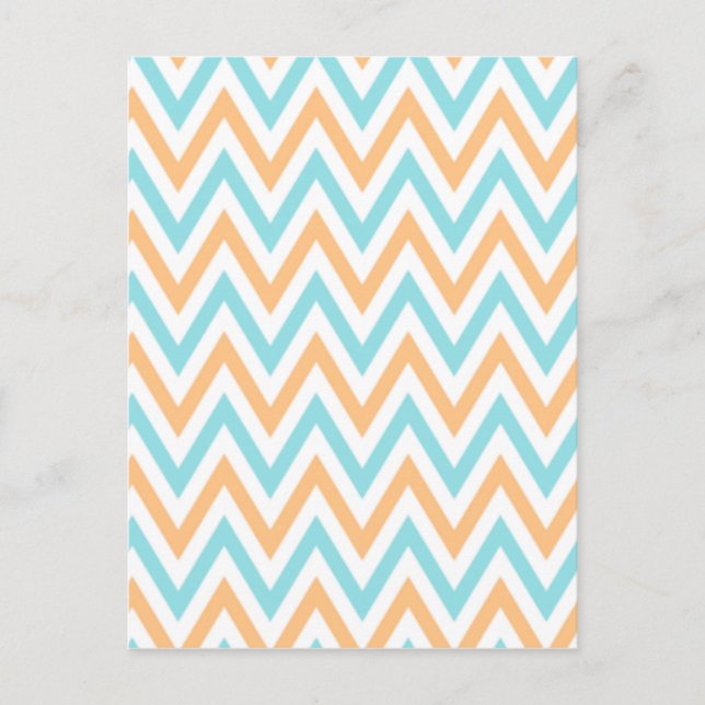 Aqua-peach, Chevron Zigzag Vykort (Framsida)