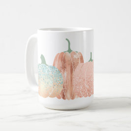 AQUA & PEACH GLITTER LOOK AUTUMN PUMPKINS KAFFEMUGG