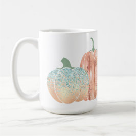 AQUA & PEACH GLITTER LOOK AUTUMN PUMPKINS KAFFEMUGG