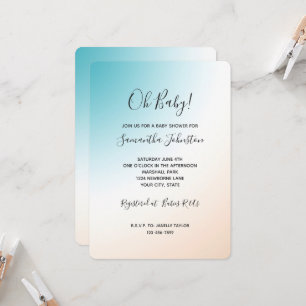 Aqua Peach Vit Ombre Barnkalas Inbjudningar