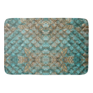 Aqua Pearlescent & Gold Mermaid Scale Pattern  Badrumsmatta
