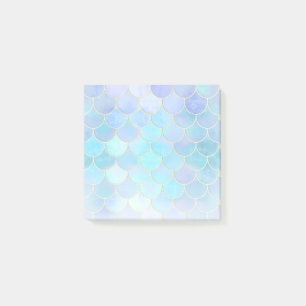 Aqua Pearlescent & Guld Sjöjungfru Mönster Post-it Block