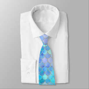 Aqua Pearlescent & Guld Sjöjungfru Mönster Slips