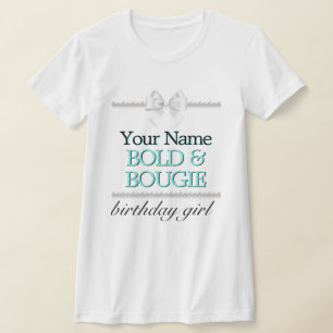 Aqua Pearls Tiffany Theme Elegant Birthday Girl T Shirt
