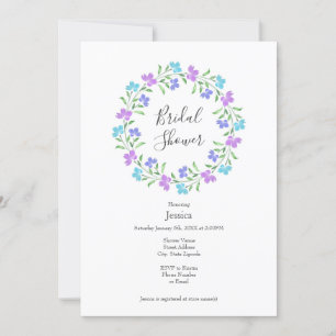 Aqua, Periwinkle, Lila Watercolor Blommigt Wand Inbjudningar