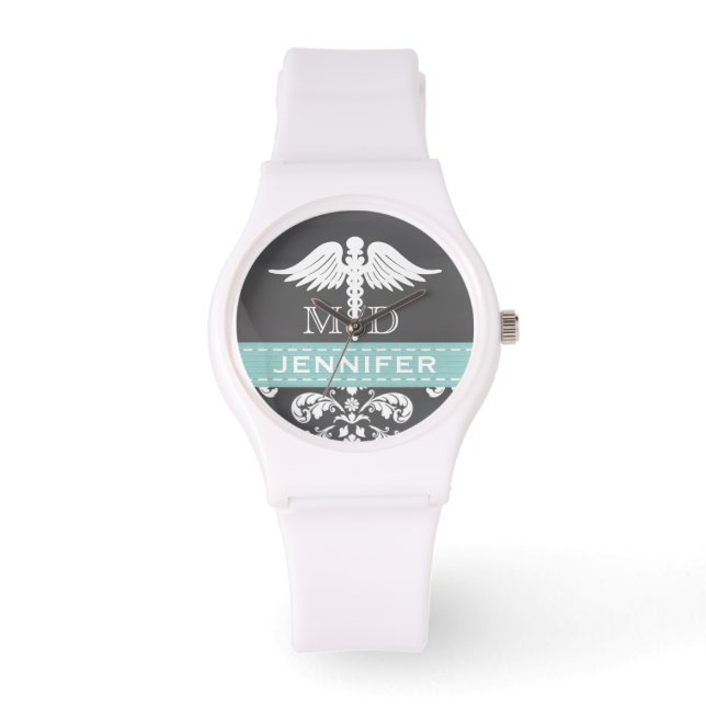 AQUA PERSONLIG DOKTOR CADUCEUS CHALKBOARD ARMBANDSUR (Framsida)