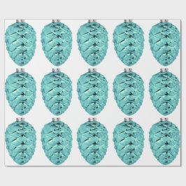 Aqua Pinecone Ornaments Svällning Papper Presentpapper