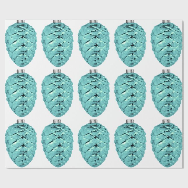 Aqua Pinecone Ornaments Svällning Papper Presentpapper (Platt)