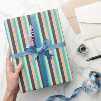 Aqua, Plum och Peach Rand Mönster Presentpapper