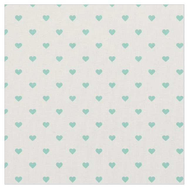Aqua Polka Dot Hearts Tyg (Närbild)