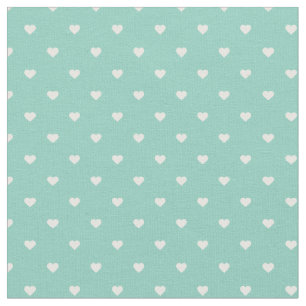 Aqua Polka Dot Hearts Tyg