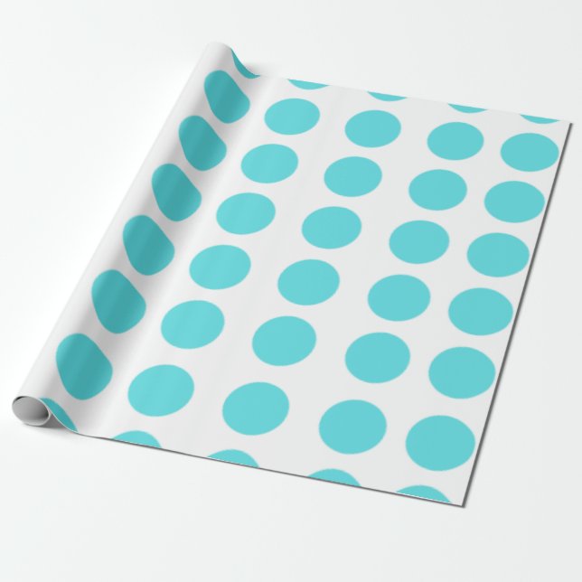 Aqua Polka dots Design Presentpapper (Utrullad)