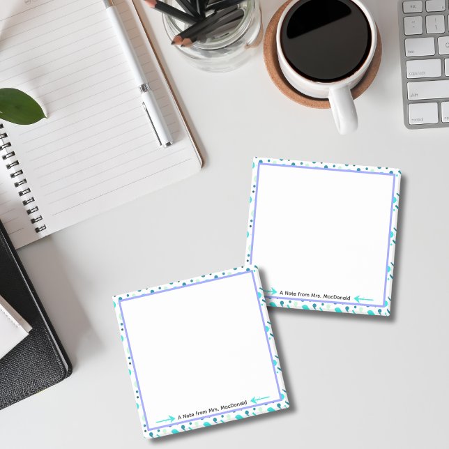 Aqua prickig lärare tacksamhetsgåva post-it block (Skapare uppladdad)