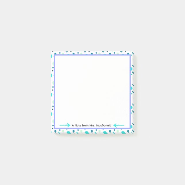 Aqua prickig lärare tacksamhetsgåva post-it block (Framsida)