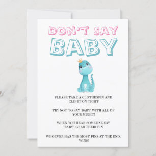 Aqua Princess Dinosaur Peony Säg inte Baby-kort