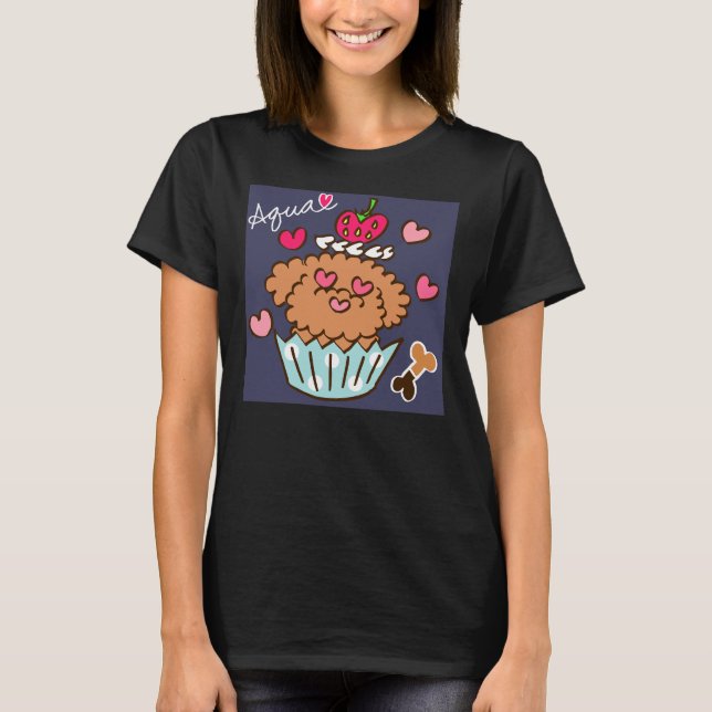 Aqua Pudel! Blåblå marin T Shirt (Framsida)
