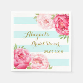 Aqua Rand Rosa Watercolor Möhippa Napkins Pappersservett