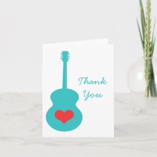 Aqua/Red Guitar Heart - tackkort