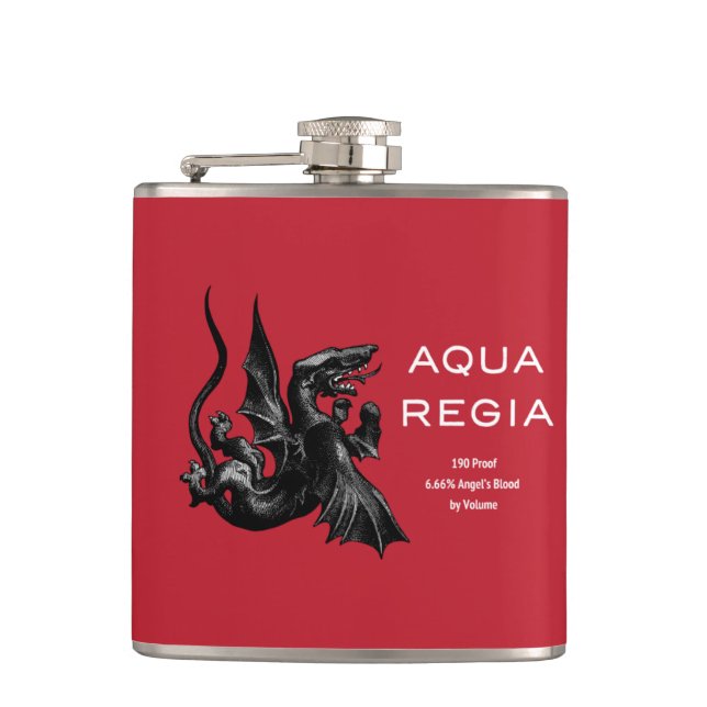 Aqua Regia-kolv - Röd bakgrund Fickplunta (Framsidan)