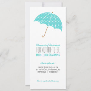 aqua retro polka dot BABY SHOWER sprinkle Inbjudningar