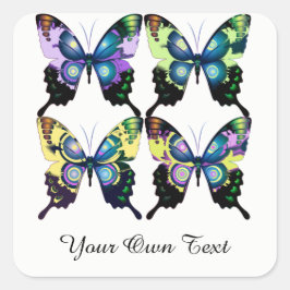 Aqua, Rosa, Anpassning - Elegant Butterflies Fyrkantigt Klistermärke