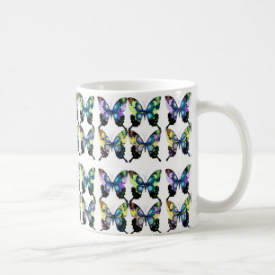 Aqua, Rosa, Art Deco - Elegant Butterflies Kaffemugg