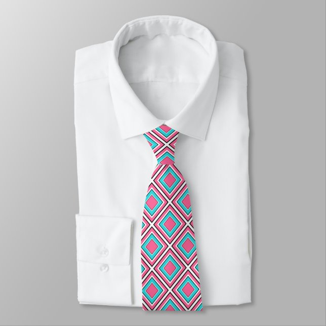 Aqua Rosa Coral Diamond Geometric Mönster Slips (Bunden)