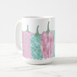 AQUA & ROSA GLITTER LOOK AUTUMN PUMPKINS KAFFEMUGG