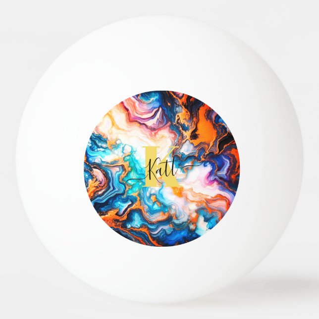 Aqua Rosa Lila Golden Anpassningsbar Modern Monogr Pingisboll (Framsidan)