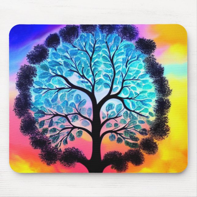 Aqua Rosa Livets träd Mousepad Musmatta (Framsidan)