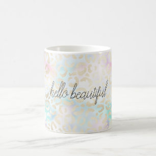 Aqua Rosa Mint Guld Leopard Skriv ut Kaffemugg