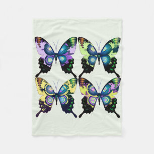 Aqua, Rosa och Gult - Elegant Butterflies Fleecefilt