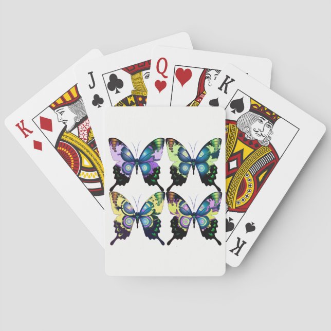 Aqua, Rosa och Gult - Elegant Butterflies Spel Kort (Baksidan)