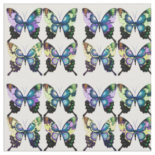Aqua, Rosa och Gult - Elegant Butterflies Tyg