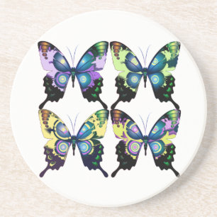 Aqua, Rosa och Gult - Elegant Butterflies Underlägg