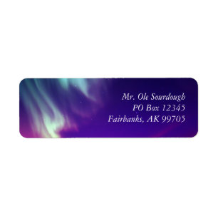 Aqua Rosa Ombre Overlay Alaskiska Norrsken Returadress Etikett