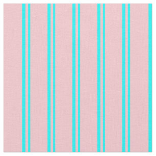 Aqua & Rosa Rand/Linjer Mönster Tyg