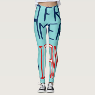 Aqua Rött vitt blått Black Woman African American Leggings