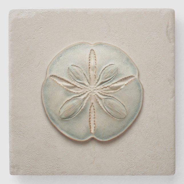 Aqua Sand Dollar Coastal Stenunderlägg (Framsidan)