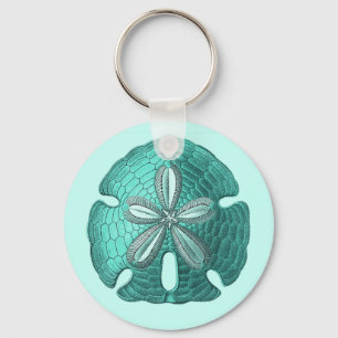 Aqua Sand Dollar Nyckelring
