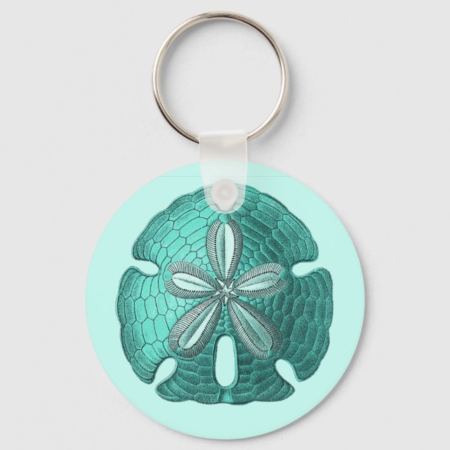 Aqua Sand Dollar Nyckelring (Framsida)