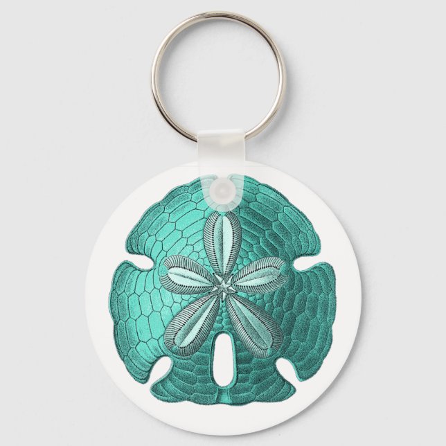 Aqua Sand Dollar Nyckelring (Framsida)